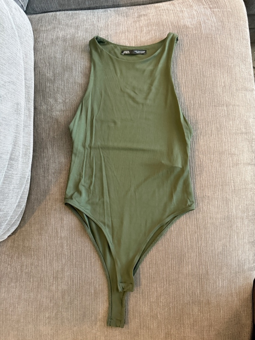 Zara Tank-Style One-Piece Bodysuit - Olive Green